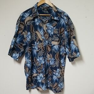 Men's Blue and Brown Floral Casual Shirt